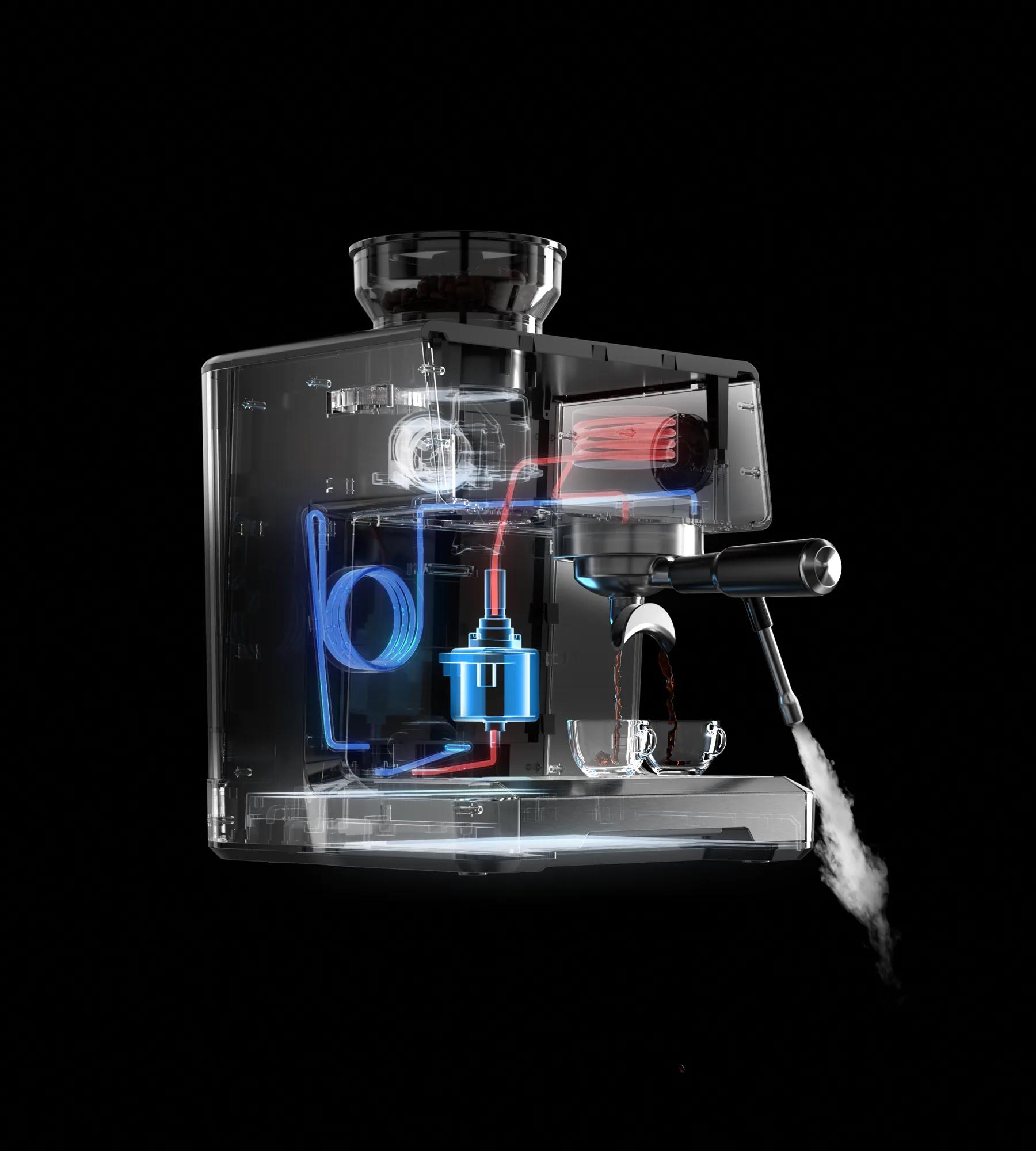 Coffee appliance internal system visualization